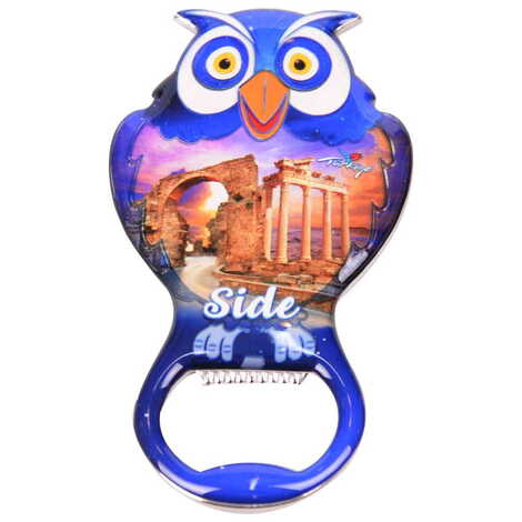Side Themed Owl Shaped Metal Magnetic Bottle Opener 88x47 mm - 9