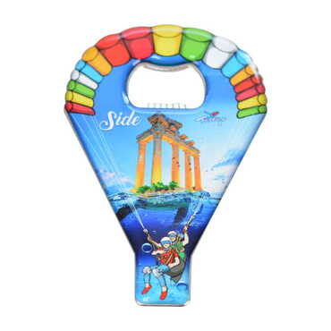 Side Themed Parachute Shaped Metal Magnetic Opener 113x75 mm - Thumbnail