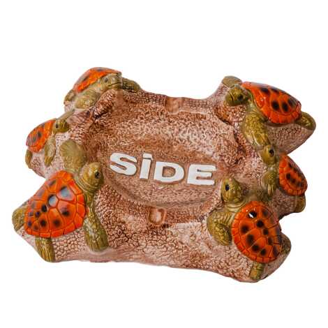 Side Themed Plaster Turtle Ashtray - 1