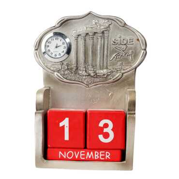 Side Themed Polyester Clock Calendar 85x43x135 mm - Myros