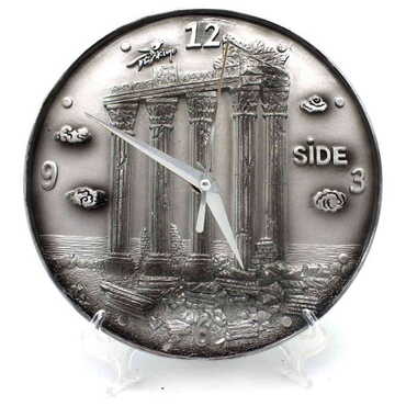 Myros - Side Themed Silver Color Polyester Desktop Clock