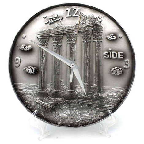 Side Themed Silver Color Polyester Desktop Clock