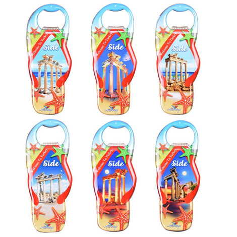 Side Themed Slipper Shaped Metal Magnetic Bottle Opener 110x45 mm - 3