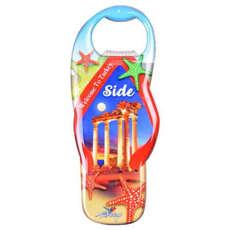 Side Themed Slipper Shaped Metal Magnetic Bottle Opener 110x45 mm - 4