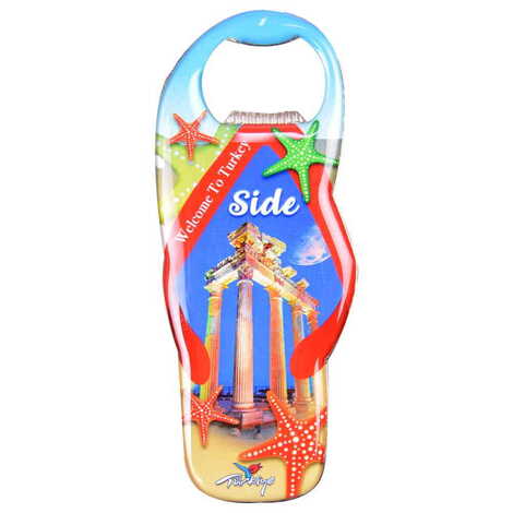 Side Themed Slipper Shaped Metal Magnetic Bottle Opener 110x45 mm - 7