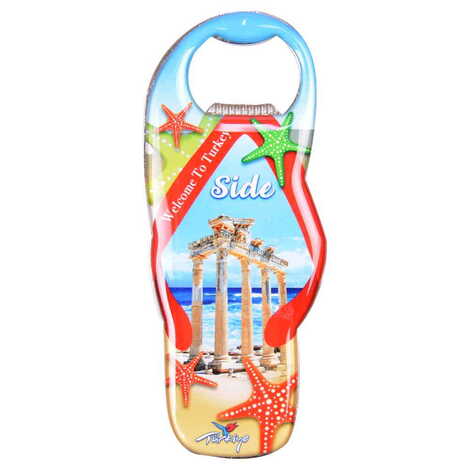 Side Themed Slipper Shaped Metal Magnetic Bottle Opener 110x45 mm - 8