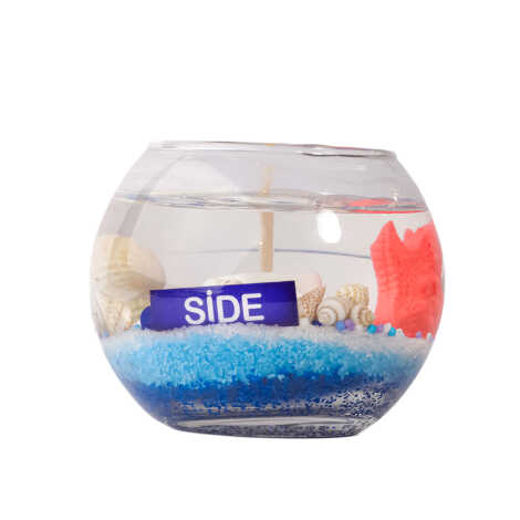 Side Themed Small Round Glass Cup Gel Candle - 1