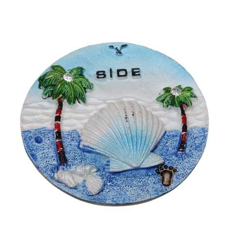 Side Themed Stone and Mother of Pearl Polyester Refrigerator Magnet - 45