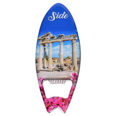 Side Themed Surf Board Shaped Metal Magnetic Bottle Opener 128x45 mm - 5
