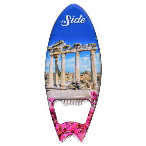 Side Themed Surf Board Shaped Metal Magnetic Bottle Opener 128x45 mm - 5