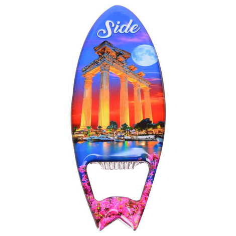 Side Themed Surf Board Shaped Metal Magnetic Bottle Opener 128x45 mm - 7