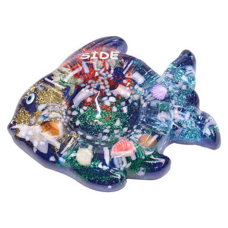 Side Themed Transparent Polyester Fish Shaped Ashtray 112x125 mm