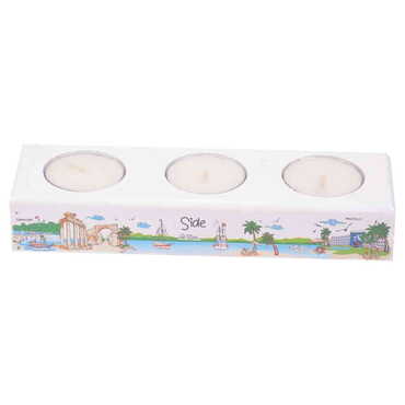 Myros - Side Themed Turkey Region Wooden Triple Candle Holder