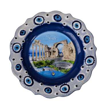 Side Themed Turkish Ceramic Plate With Epoxy 12 Cm - 6