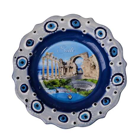 Side Themed Turkish Ceramic Plate With Epoxy 12 Cm - 6