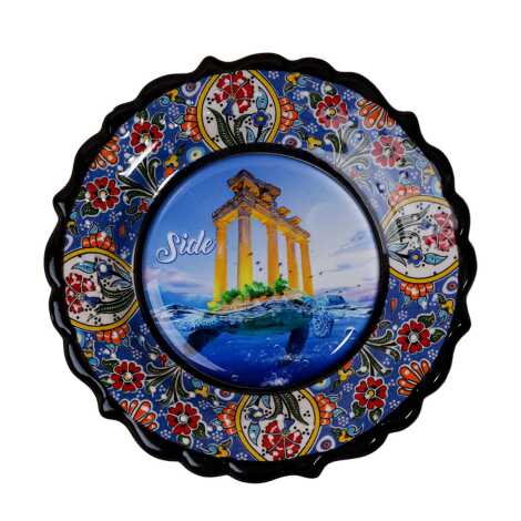 Side Themed Turkish Ceramic Plate With Epoxy 12 Cm - 8