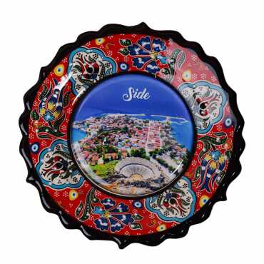 Side Themed Turkish Ceramic Plate With Epoxy 12 Cm - Myros
