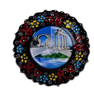 Side Themed Turkish Ceramic Plate With Epoxy 12 Cm - 9
