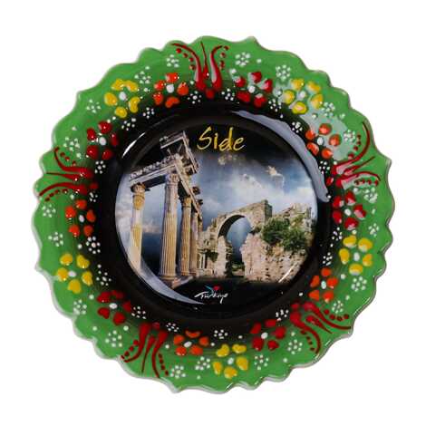 Side Themed Turkish Ceramic Plate With Epoxy 12 Cm - 10