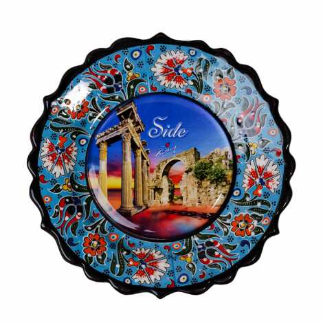 Side Themed Turkish Ceramic Plate With Epoxy 12 Cm - 12