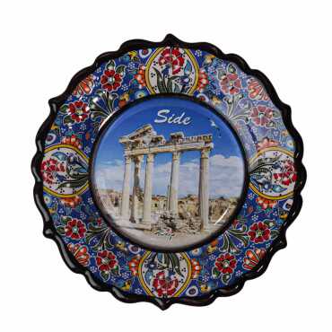 Side Themed Turkish Ceramic Plate With Epoxy 12 Cm - 13