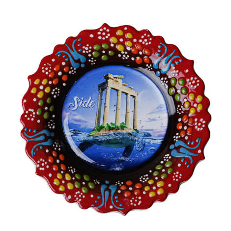 Side Themed Turkish Ceramic Plate With Epoxy 12 Cm - 15