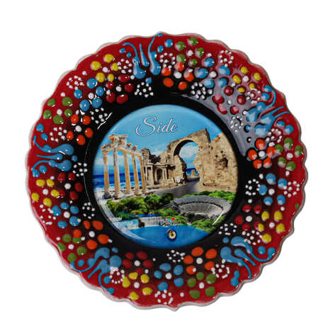 Side Themed Turkish Ceramic Plate With Epoxy 12 Cm - 16