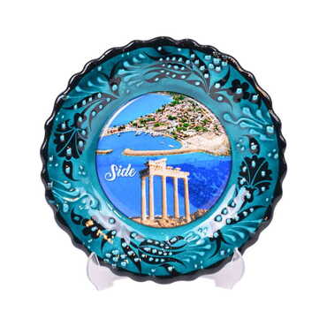 Myros - Side Themed Turkish Ceramic Plate With Epoxy 12 Cm