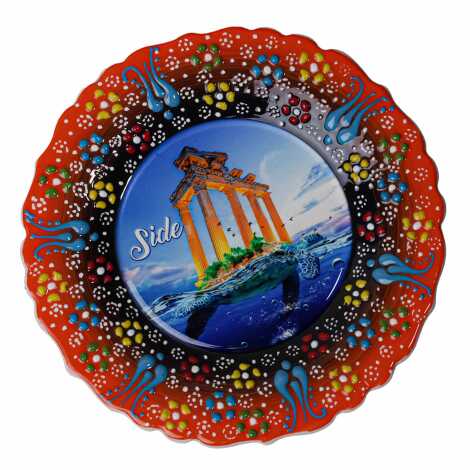 Side Themed Turkish Ceramic Plate With Epoxy 18 Cm - 2