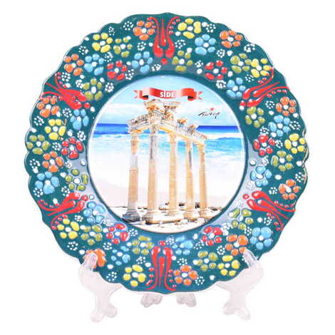 Side Themed Turkish Ceramic Plate With Epoxy 18 Cm