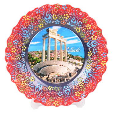 Side Themed Turkish Ceramic Plate With Epoxy 25 Cm - Thumbnail