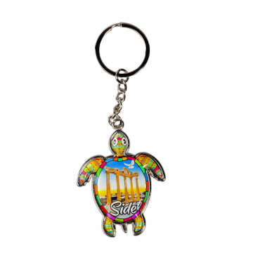Side Themed Turtle Shaped Metal Keychain - 4