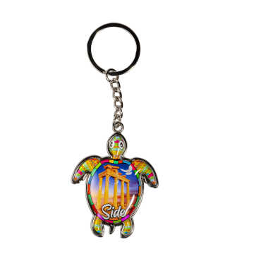Side Themed Turtle Shaped Metal Keychain - 5