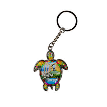 Side Themed Turtle Shaped Metal Keychain - 6