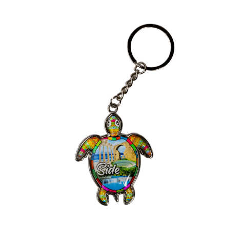 Side Themed Turtle Shaped Metal Keychain - 6