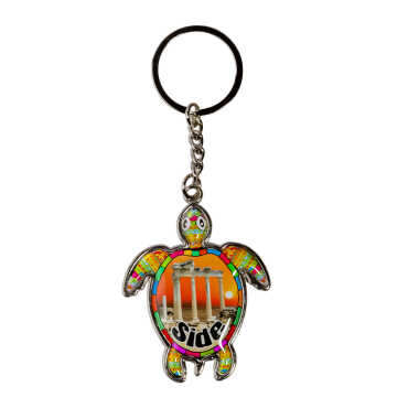 Side Themed Turtle Shaped Metal Keychain - 7