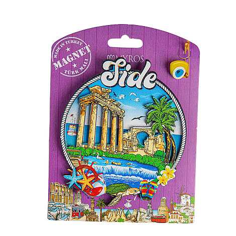 Side Themed UV Printed Carded Wooden Refrigerator Magnet - 11
