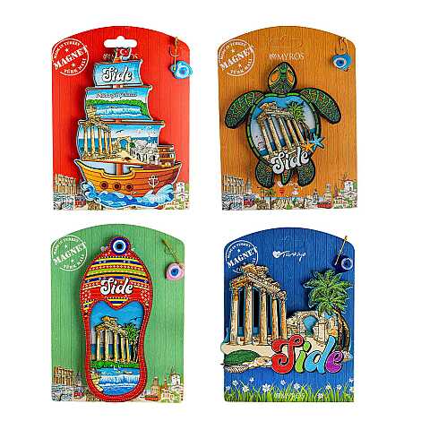Side Themed UV Printed Carded Wooden Refrigerator Magnet - 3