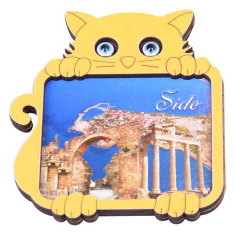 Side Themed Wooden Cute Animals Souvenşr Fridge Magnet Serie C 90x120 mm - 11
