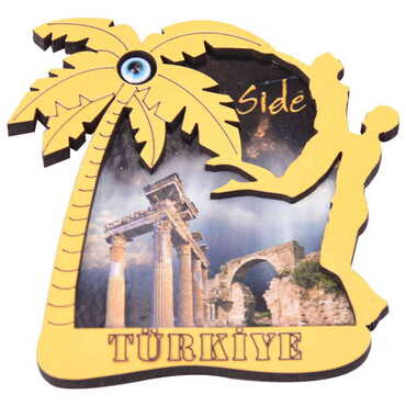Side Themed Wooden Cute Animals Souvenşr Fridge Magnet Serie C 90x120 mm - 15