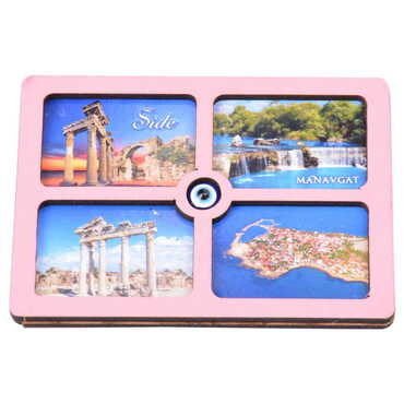 Side Themed Wooden Cute Animals Souvenşr Fridge Magnet Serie C 90x120 mm - 36