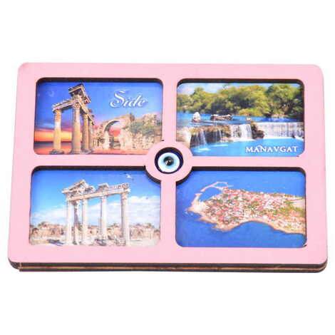 Side Themed Wooden Cute Animals Souvenşr Fridge Magnet Serie C 90x120 mm - 36
