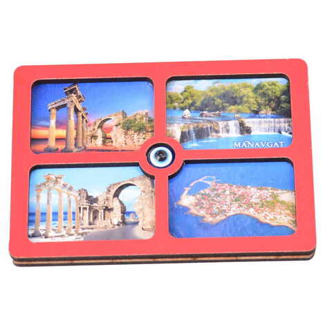 Side Themed Wooden Cute Animals Souvenşr Fridge Magnet Serie C 90x120 mm - 37