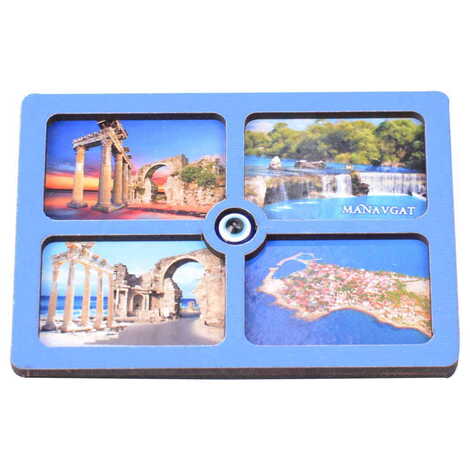 Side Themed Wooden Cute Animals Souvenşr Fridge Magnet Serie C 90x120 mm - 39