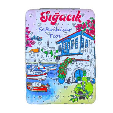Sığacık Themed Myros Rectangular Curved PU Mirror - 4