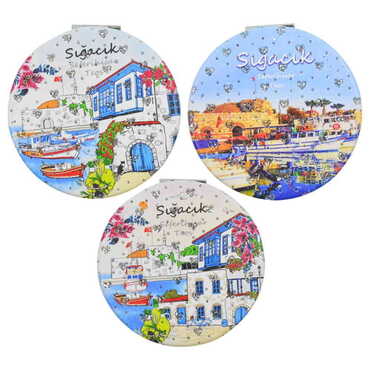 Sığacık Themed Custom Printed Round Pocket Mirror - 7