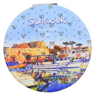 Sığacık Themed Custom Printed Round Pocket Mirror - 8