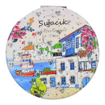 Sığacık Themed Custom Printed Round Pocket Mirror - 10
