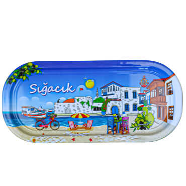 Sığacık Themed Oval Tray 35x16 cm