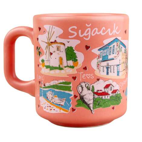 Sığacık Temalı Yöresel Seramik Kapuçino Kupa - 7